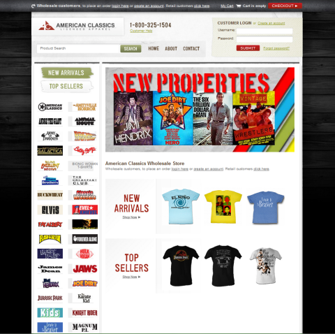 A screenshot of the American Classics' homepage.